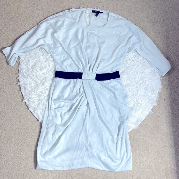 BCBG Max Azria Iselin Light Grey Draped Satin Style Wrap Front Dress - Picture 2 of 8